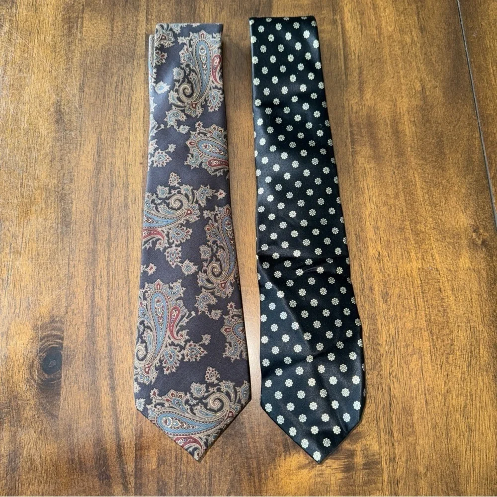 Vintage Lot of 2 Oscar de la Renta 100% Silk Mens Necktie Ties Couture